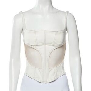 Mugler Square Neckline Sleeveless Crop Top